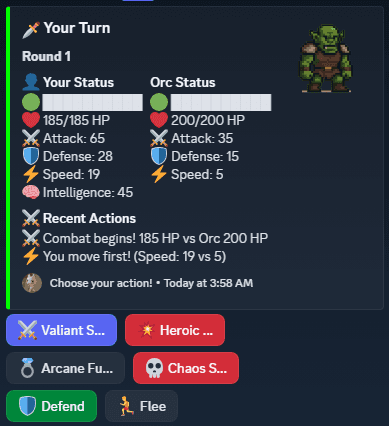 Character creation interface - Command /combat