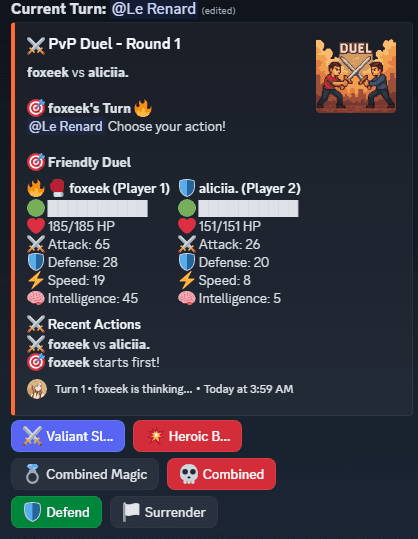 Character creation interface - Command /duel