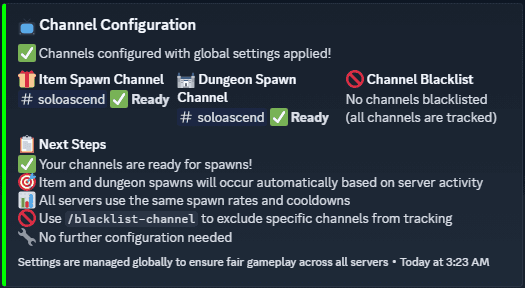 Equipment management interface - Command /setup